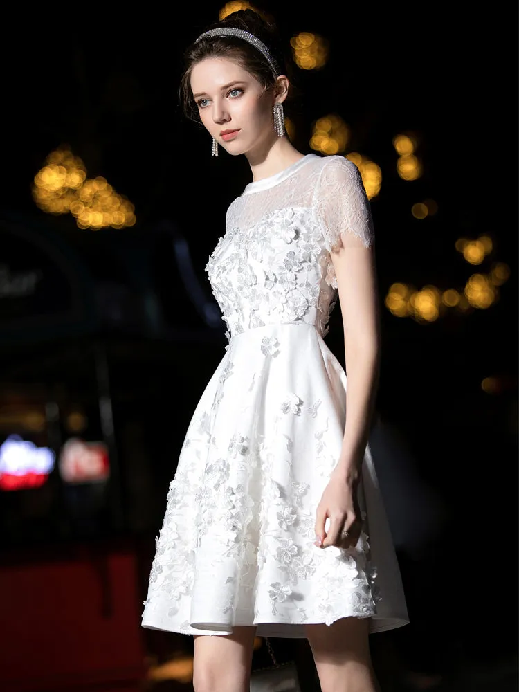 Elegant Short Sleeves Formal Cocktail Dresses Homecoming Party Dresses