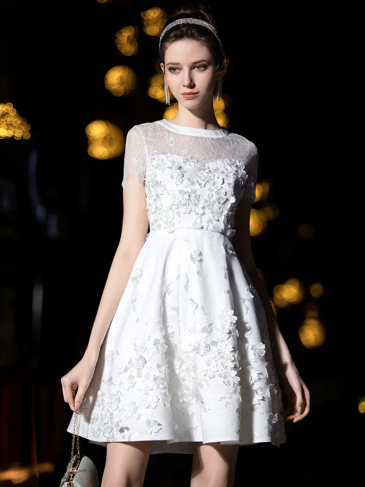 Elegant Short Sleeves Formal Cocktail Dresses Homecoming Party Dresses