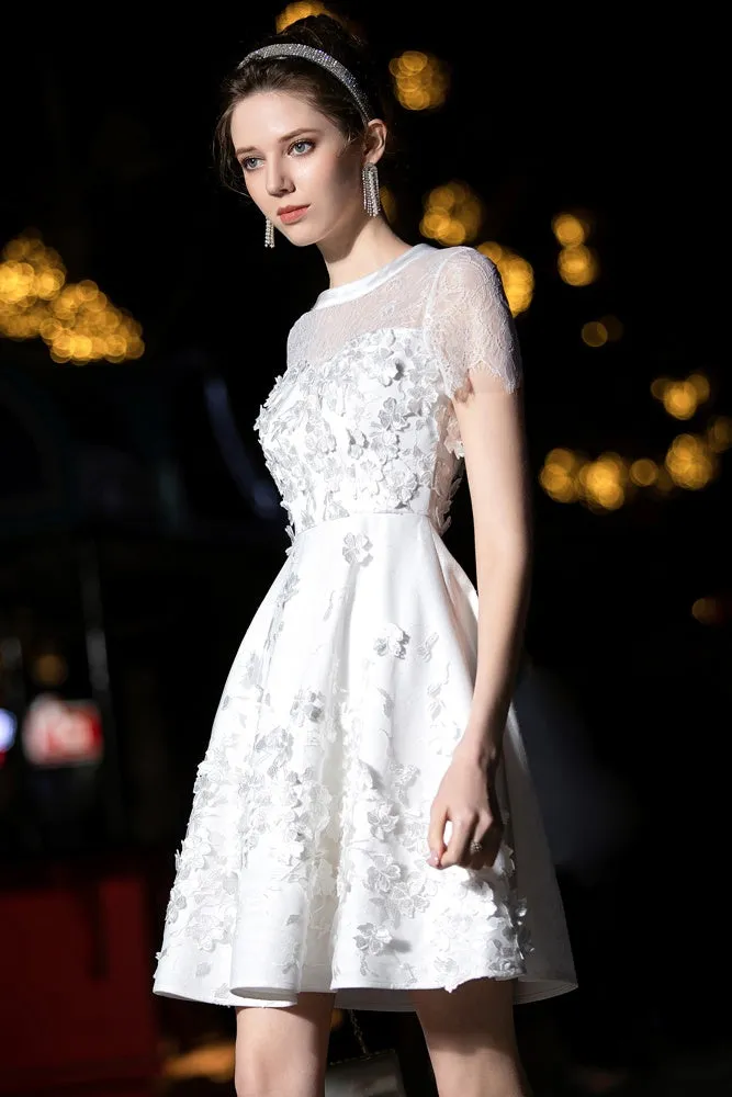 Elegant Short Sleeves Formal Cocktail Dresses Homecoming Party Dresses