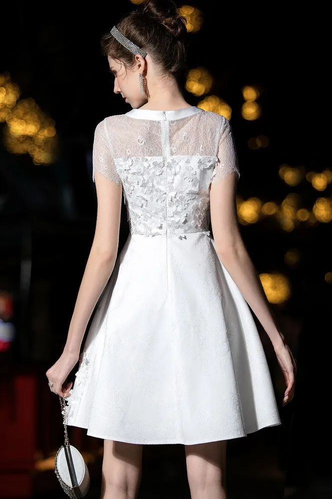 Elegant Short Sleeves Formal Cocktail Dresses Homecoming Party Dresses