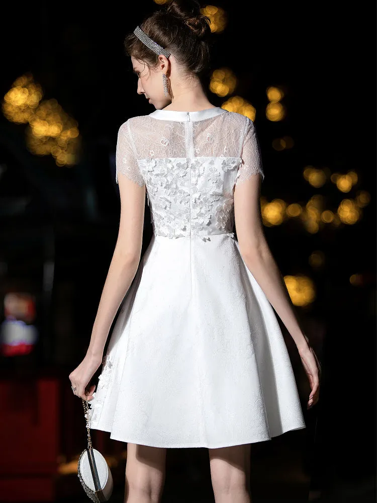 Elegant Short Sleeves Formal Cocktail Dresses Homecoming Party Dresses