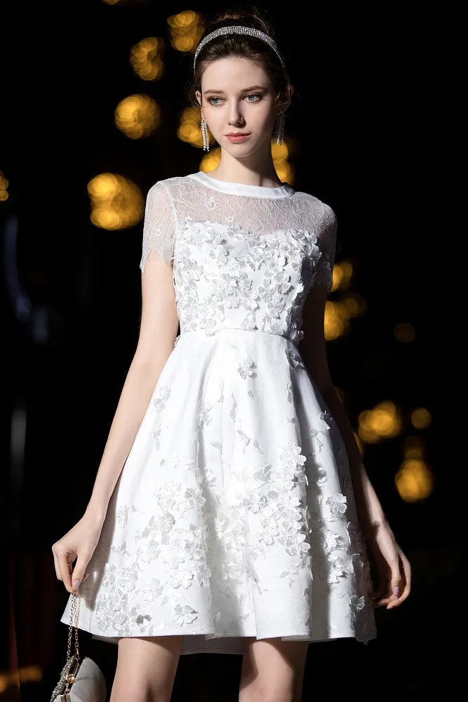 Elegant Short Sleeves Formal Cocktail Dresses Homecoming Party Dresses
