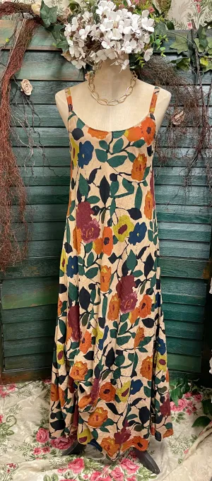 Emerald and tangerine slipdress