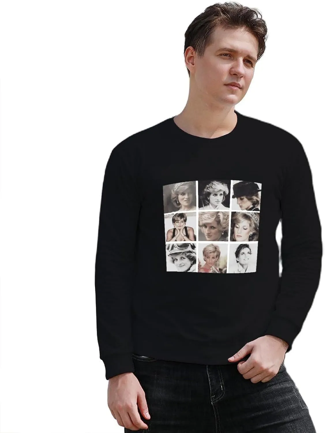 Fashion Long Sleeve Graphic Tees Shirt, Athletic Crew Neck T-Shirts for Men