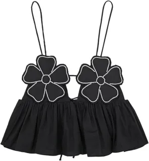 Floral Chic Cropped Top Vest for Women Camisole Backless Suspender Tops Female Elegant Sexy Sleeveless Street