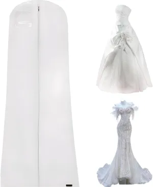 Garment Bag Extra-Long Waterproof Wedding Dress Garment Bag with Viewing Window Full-Length Zippered Garment Bag with Label Compartment for Gowns Suits Coats
