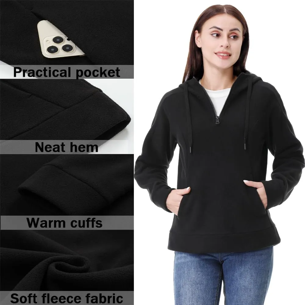 GIMECEN Women's Polar Fleece Hoodies Quarter Zip Sweatshirt Long Sleeve Sweaters Casual Pullover Jacket with Pocket