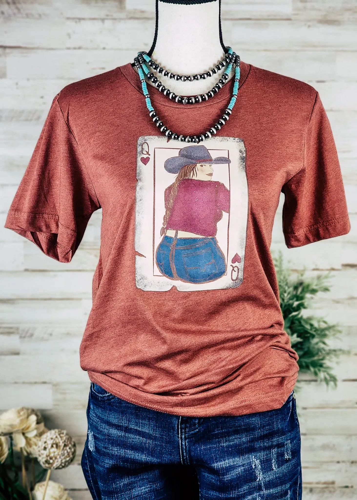 Heather Clay Queen Cowgirl Short Sleeve Graphic Tee