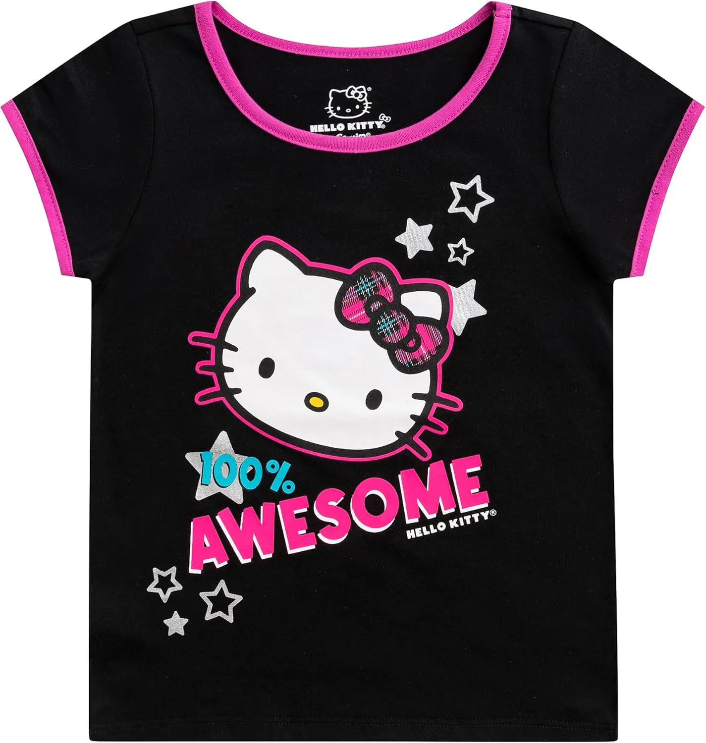 Hello Kitty Sanrio Girls 4 Pack Short Sleeve T-Shirt for Little and Big Kids