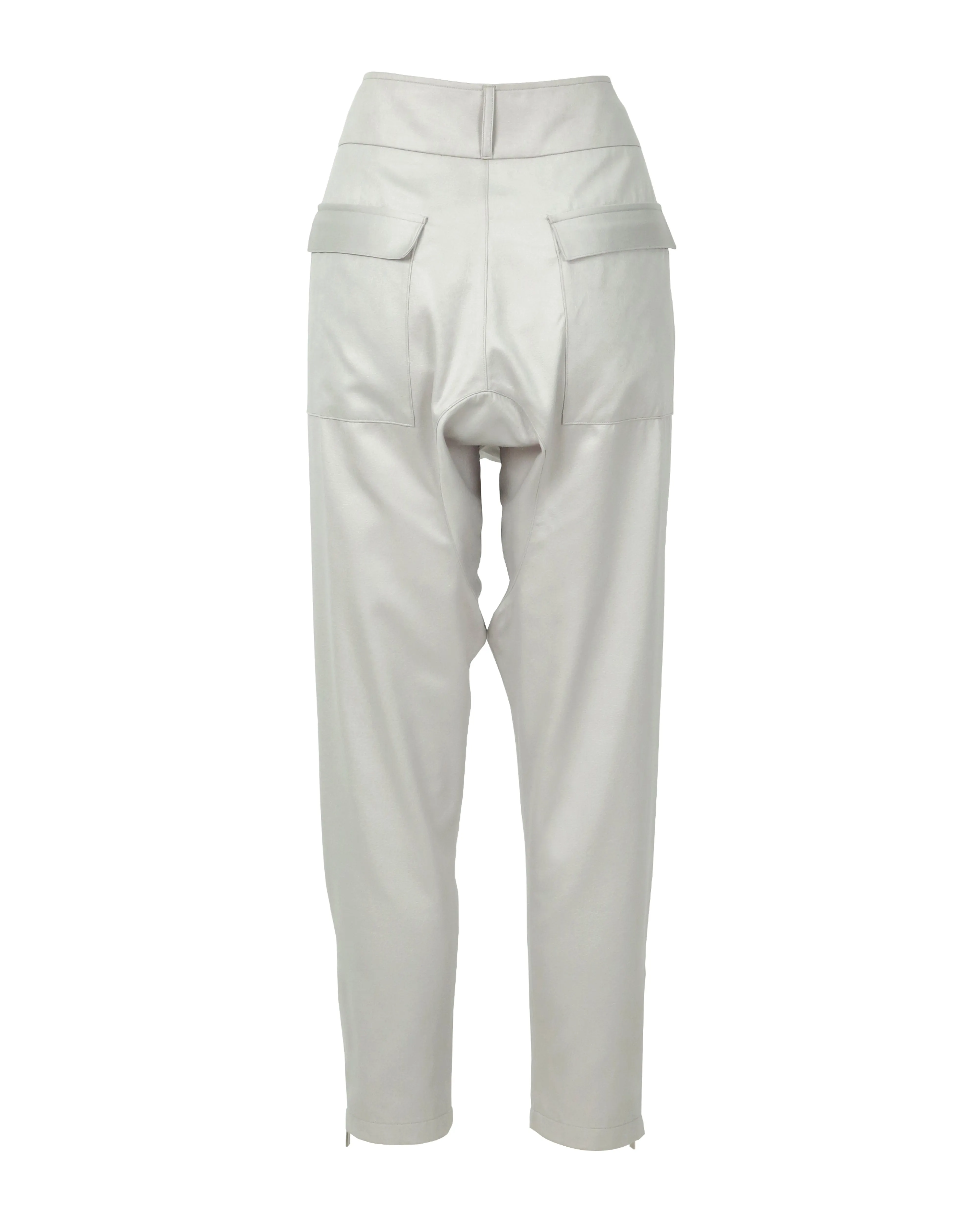 HIGH-RISE LIGHT GREY TAPERED ANKLE PANTS