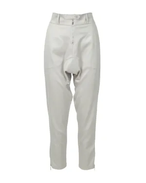 HIGH-RISE LIGHT GREY TAPERED ANKLE PANTS