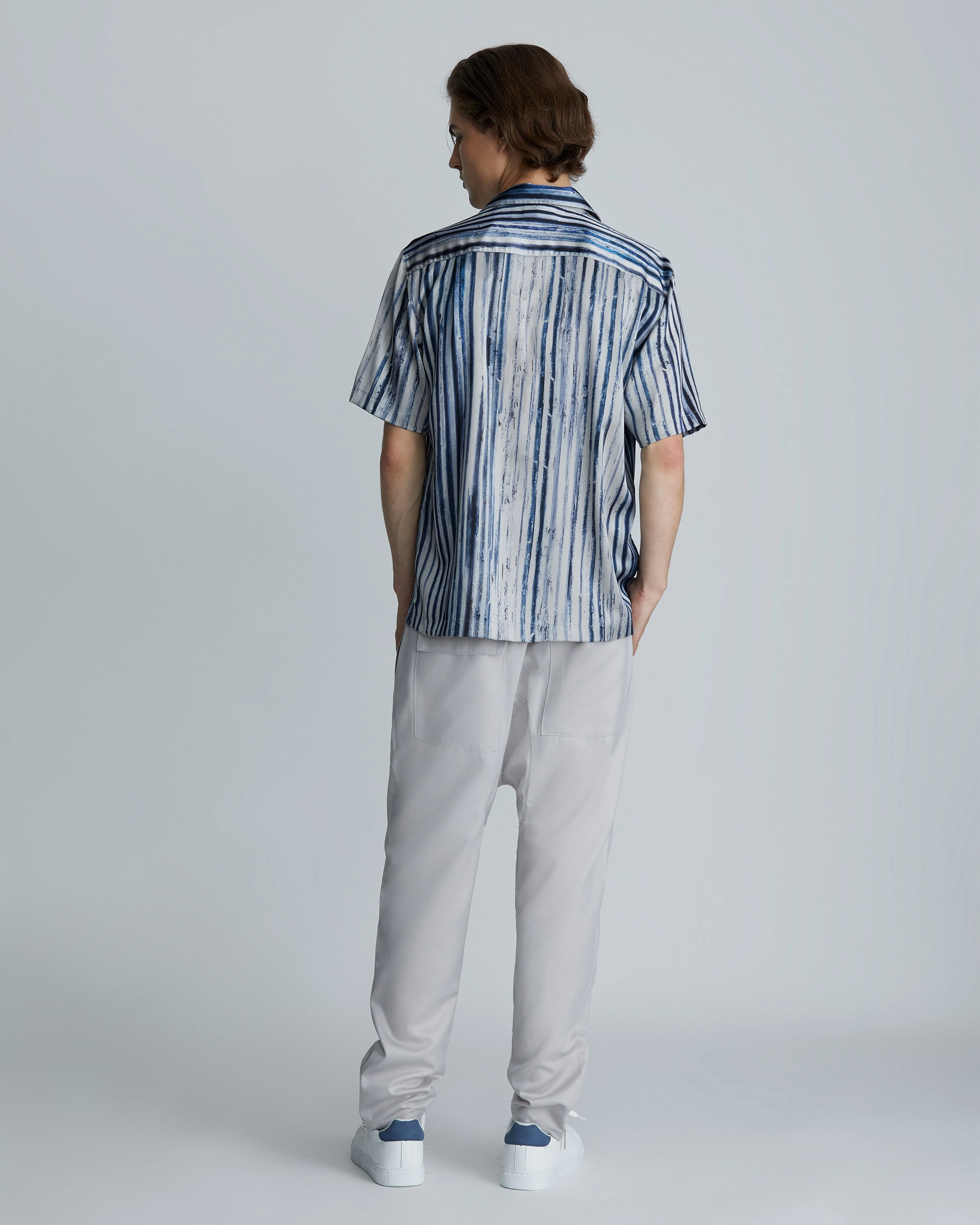 HIGH-RISE LIGHT GREY TAPERED ANKLE PANTS