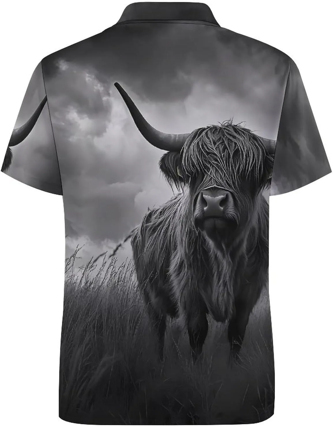 Highland Cow in Storm Slim Fit Men's Short Sleeve Polo Shirts Quick-Dry Breathable Golf T-Shirt Tops