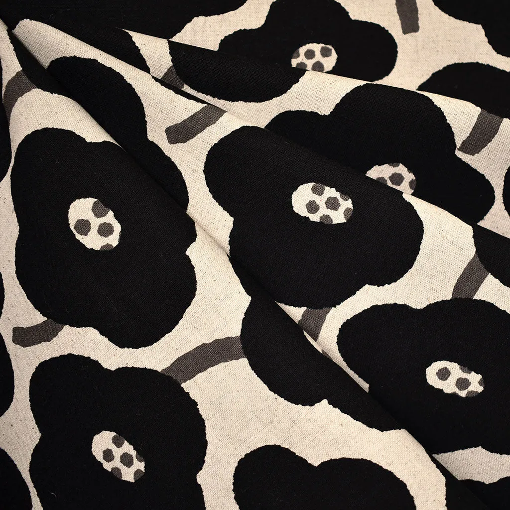 Japanese Large Mod Floral Canvas Natural/Black