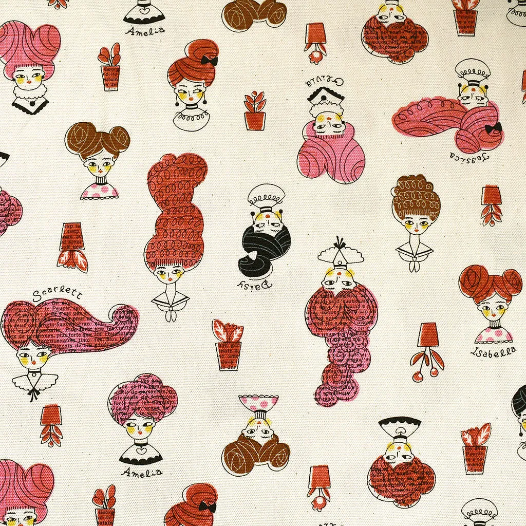Japanese Print-Mix Fashionistas Oxford Canvas Natural