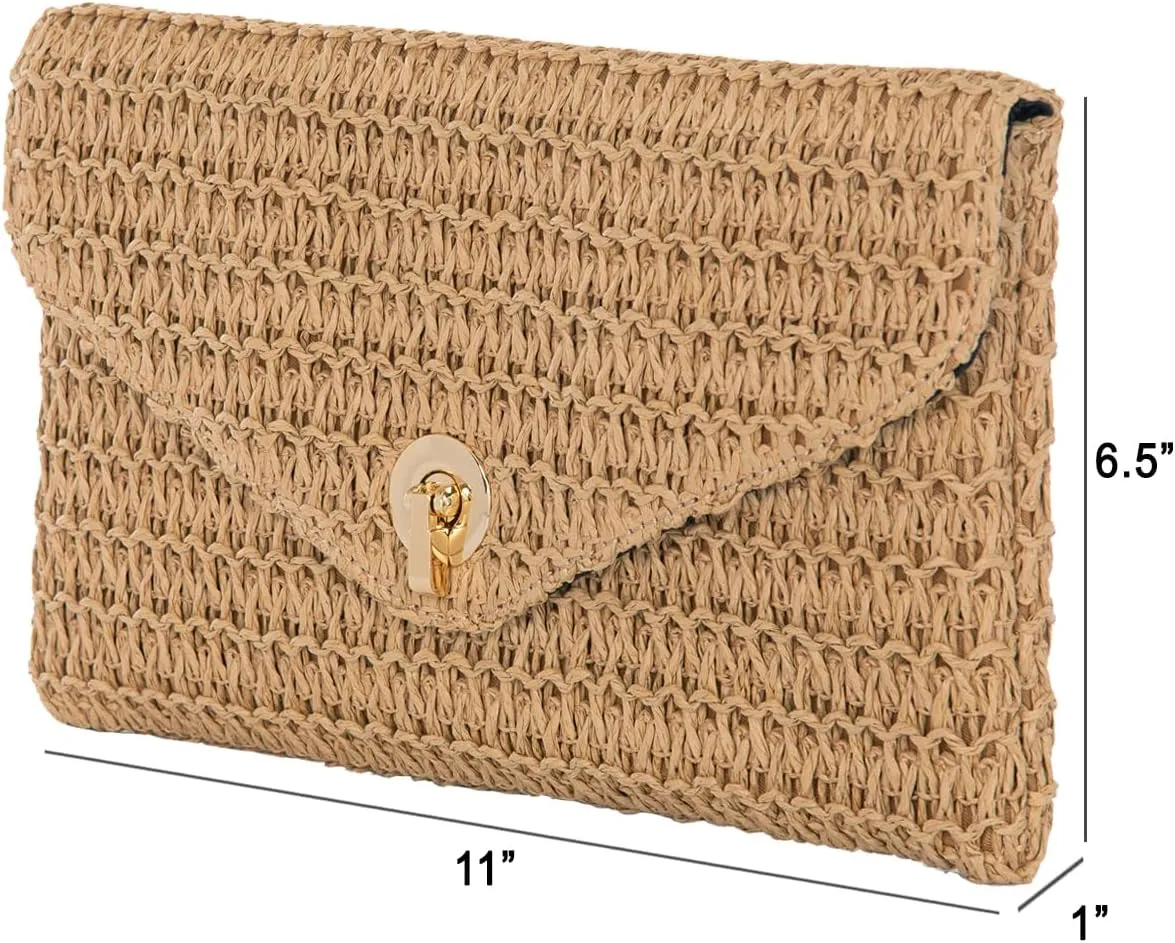 JNB Natural Straw Clutch