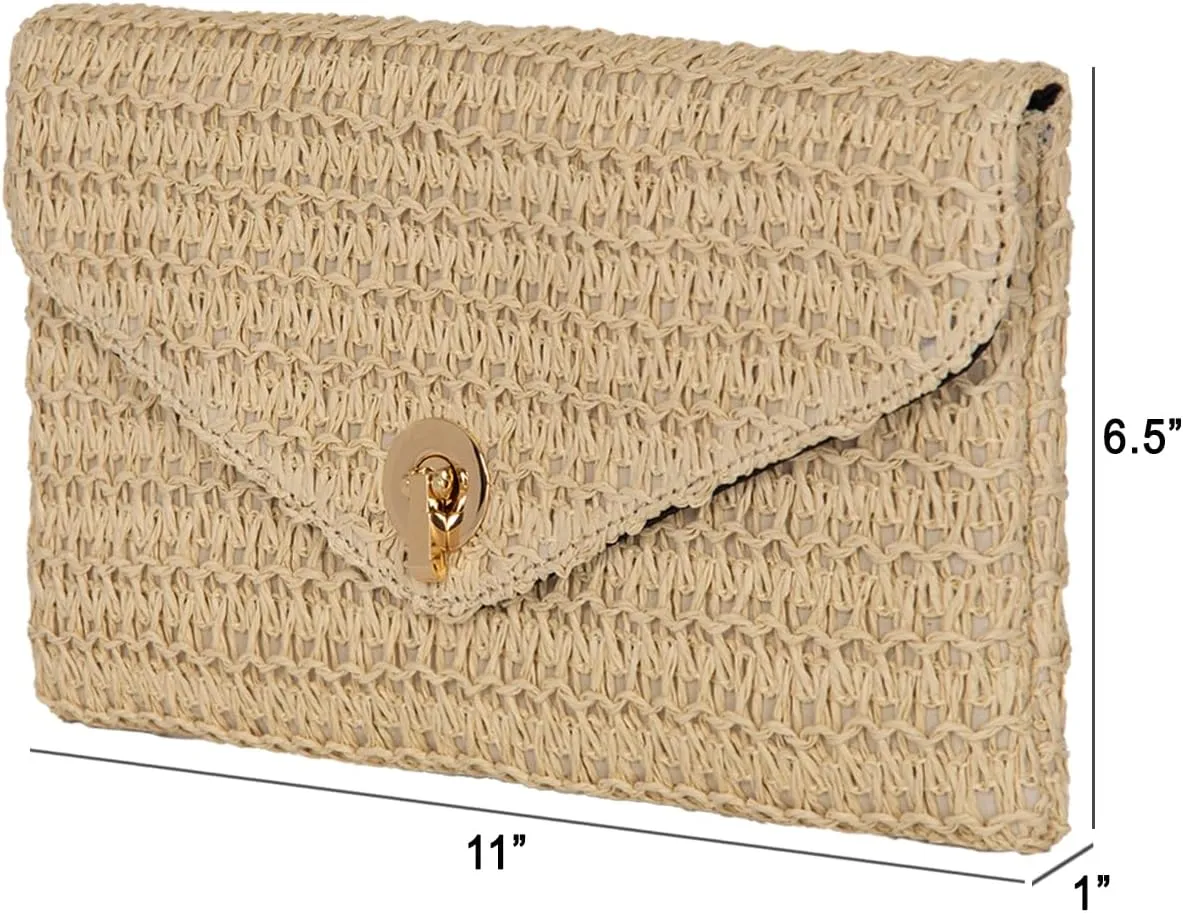 JNB Natural Straw Clutch
