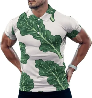 Kale Leaves Mens Polo Shirts Quick Dry Short Sleeve T-shirts Slim Tennis Collared Tees Tops