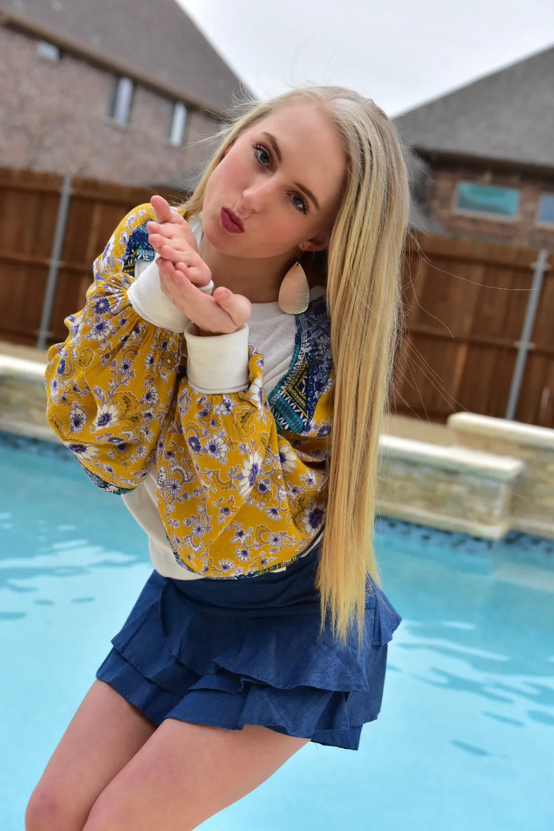 Let's Be Friends Multi Floral Mix Top