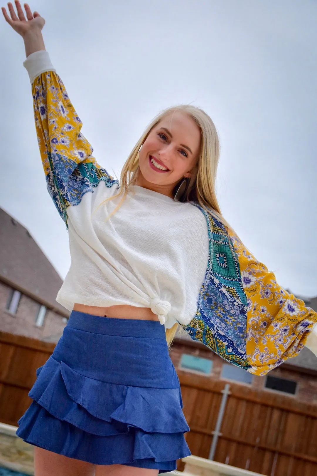 Let's Be Friends Multi Floral Mix Top