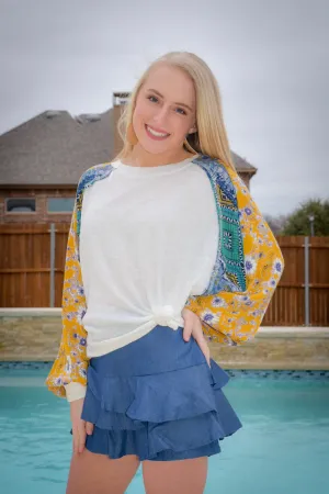 Let's Be Friends Multi Floral Mix Top