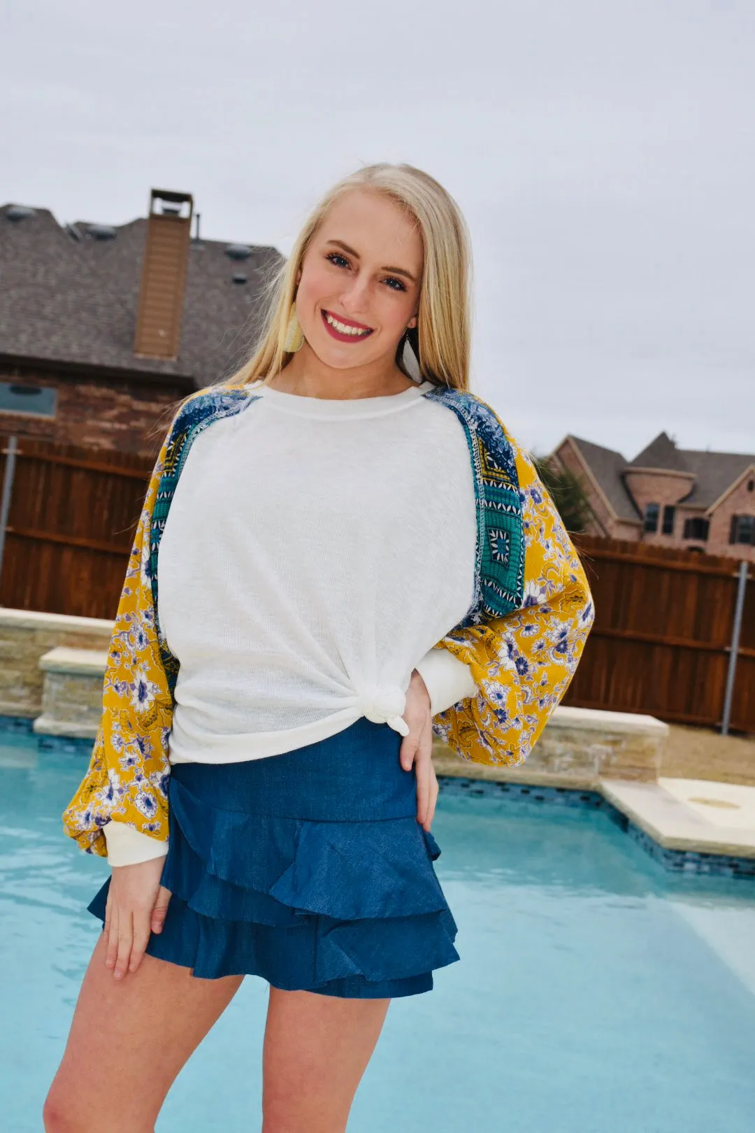 Let's Be Friends Multi Floral Mix Top