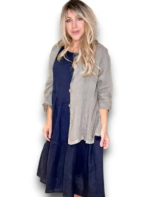 LINEN BLAZER JACKET MOCHA