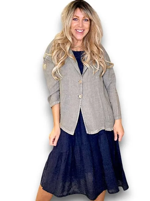 LINEN BLAZER JACKET MOCHA