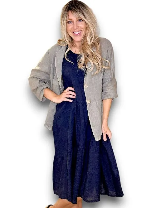LINEN BLAZER JACKET MOCHA