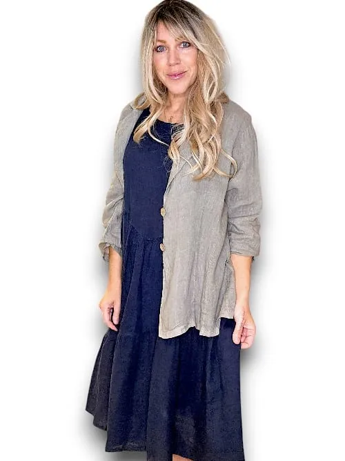 LINEN BLAZER JACKET MOCHA