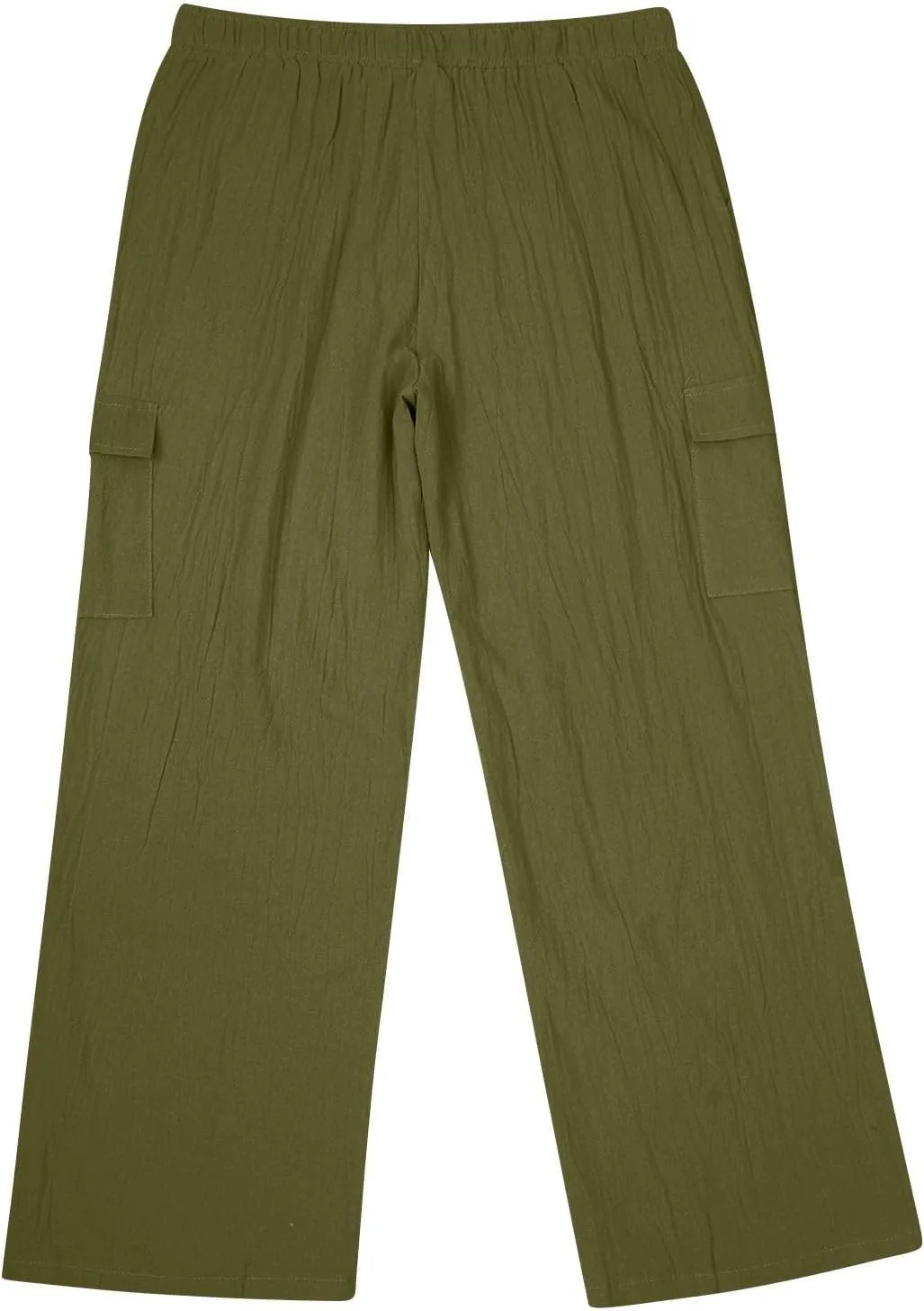 Linen Cargo Pants for Mens Casual Solid Color Drawstring Pants Lightweight Breathable Plain Outdoor Sweatpants with Pockets