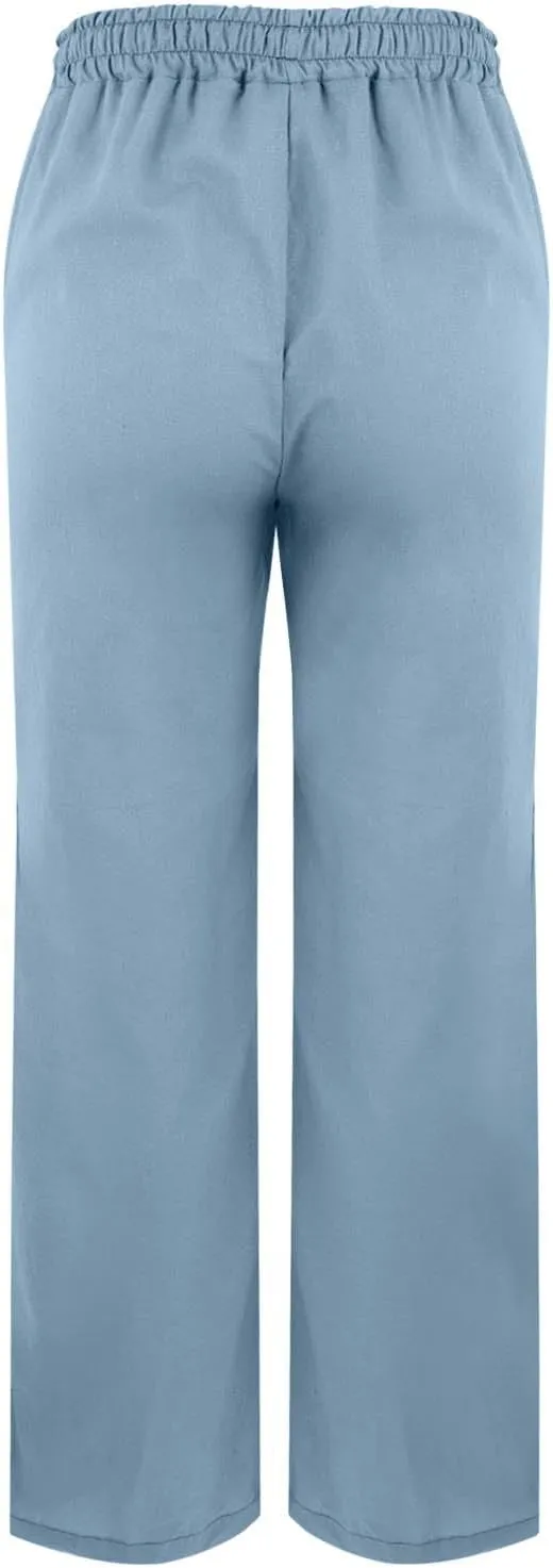 Linen Pants for Women 2025 Summer High Waist Elastic Straight Leg Lounge Pant Casual Loose Lightweight Beach Trousers