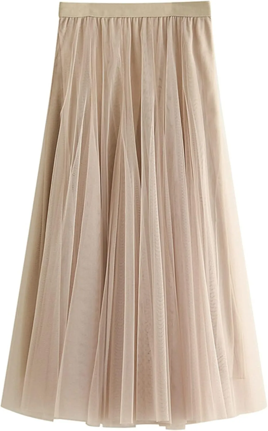 Lu's Chic Women's Tulle Skirt High Low Asymmetrical Elastic Waist A-line Tea-Length Waisted