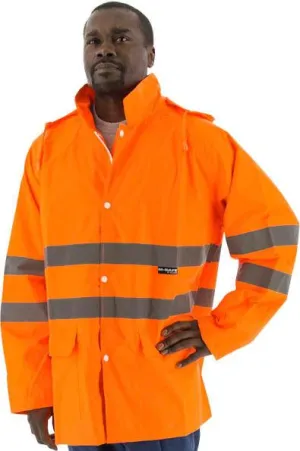 Majestic 75-1352 High Visibility Polyester Waterproof Rain Jacket, Ansi 3, R