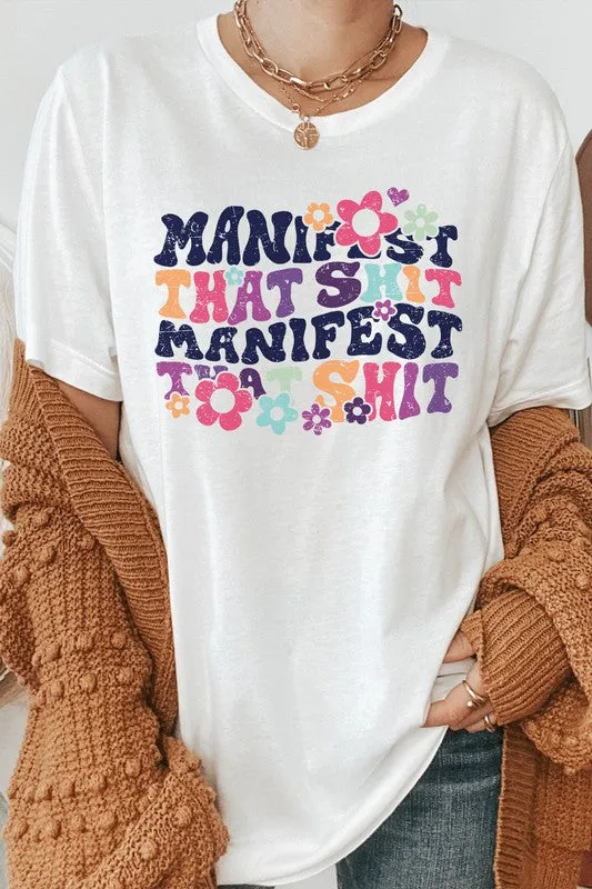 Manifest That Shit Floral Hearts Graphic Tee