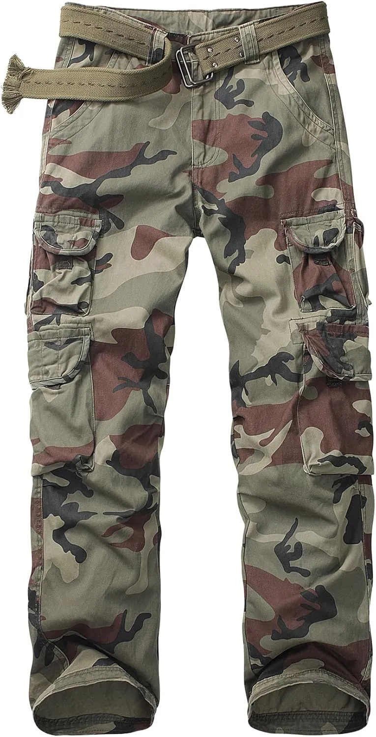 Men's Cargo Pants Cotton Ripstop Hiking Work Pants Comfort Casual Outdoor Pants with Multi Pockets