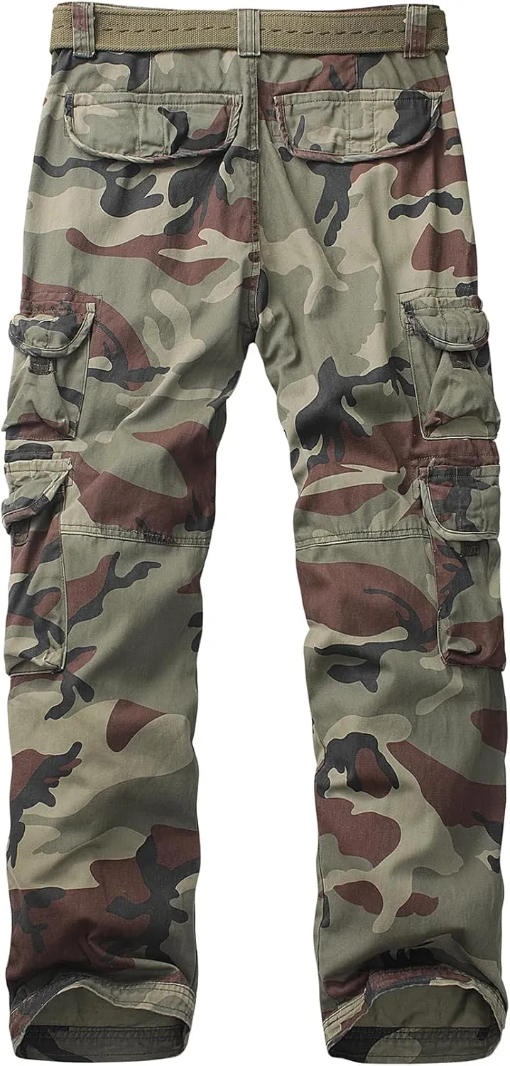 Men's Cargo Pants Cotton Ripstop Hiking Work Pants Comfort Casual Outdoor Pants with Multi Pockets