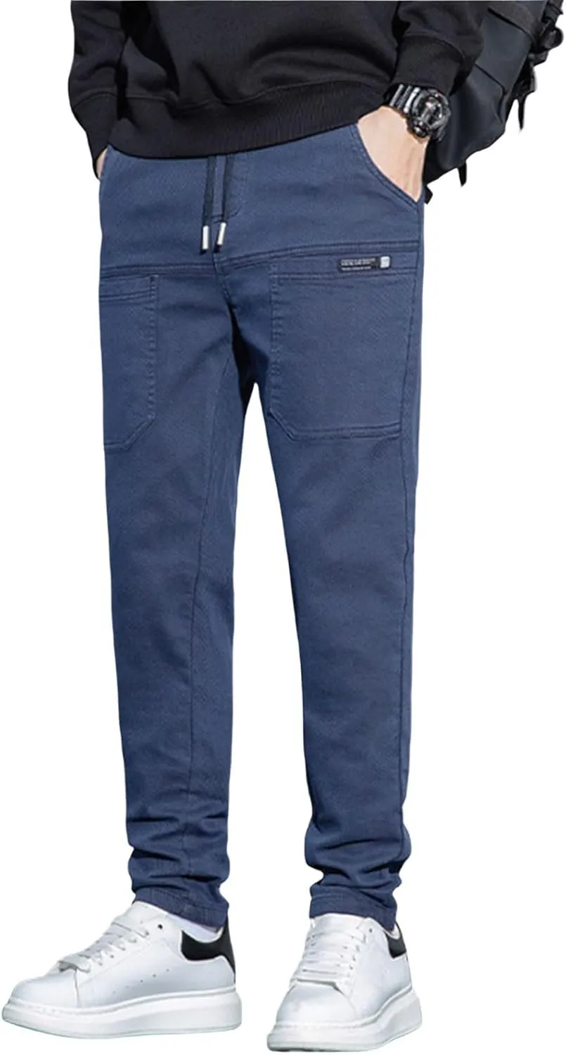 Mens Cargo Pants Slim Fit Multipants - High Stretch Multi-Pocket Durable Cargo Pants Drawstring Chinos Golf Pant