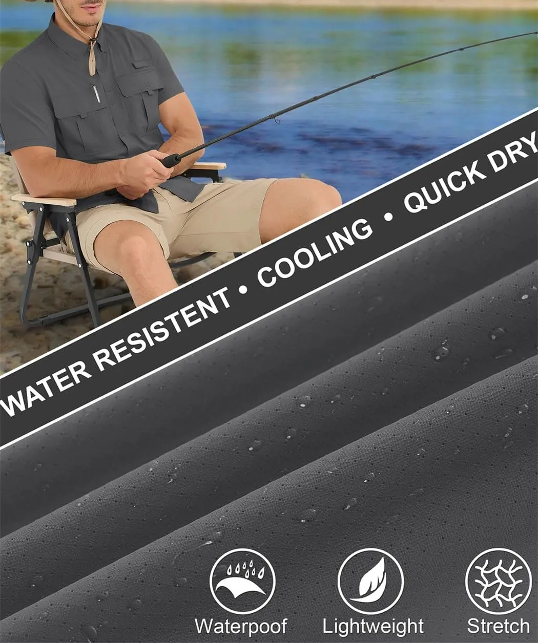 Men's Fishing Shirts Short Sleeve Button Down Shirts Sun Protection Quick Dry Breathable Tops