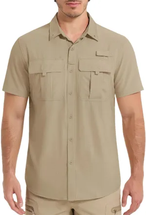 Men's Fishing Shirts Short Sleeve Button Down Shirts Sun Protection Quick Dry Breathable Tops