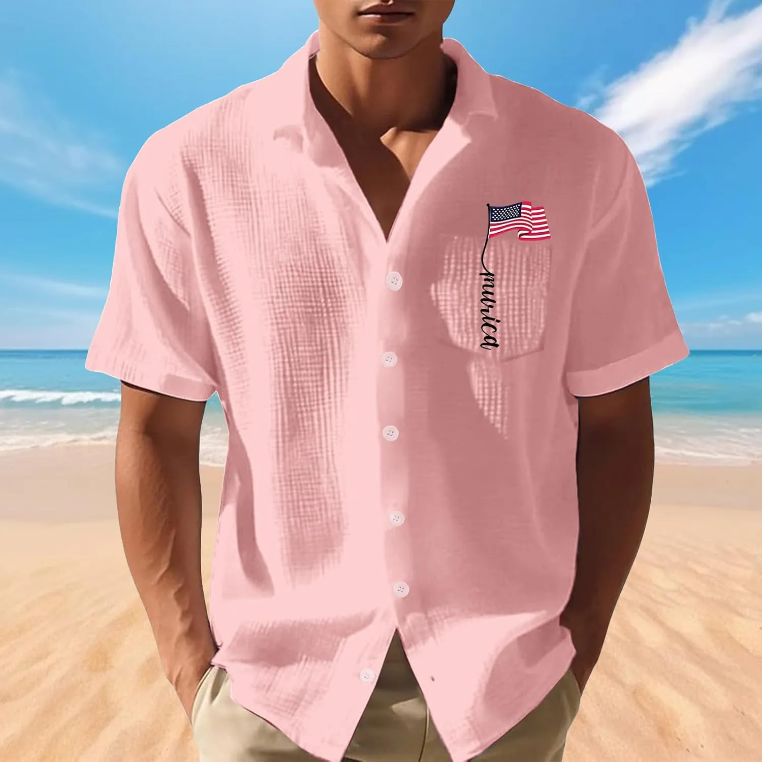 Mens Hawaiian Short Sleeve Button Down Shirt Printed Shirts Summer Untucked Regular Fit Beach Dress Shirts Tshirt