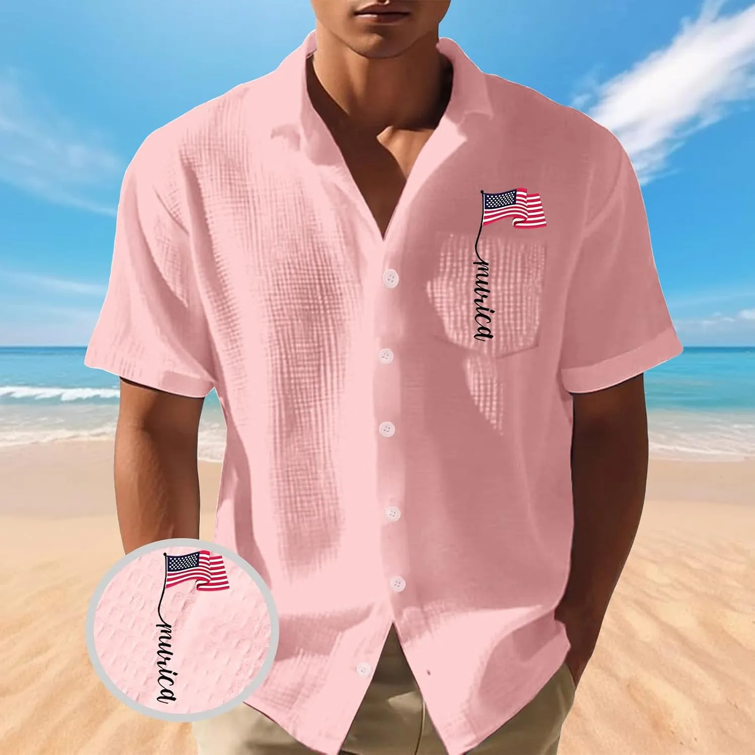 Mens Hawaiian Short Sleeve Button Down Shirt Printed Shirts Summer Untucked Regular Fit Beach Dress Shirts Tshirt