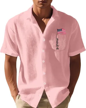Mens Hawaiian Short Sleeve Button Down Shirt Printed Shirts Summer Untucked Regular Fit Beach Dress Shirts Tshirt