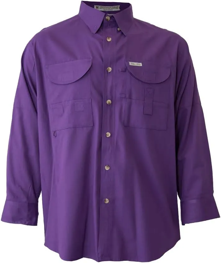 Men's Long Sleeve Fishing Button Down Shirt, Breathable Outdoors Casual Lightweight Shirt