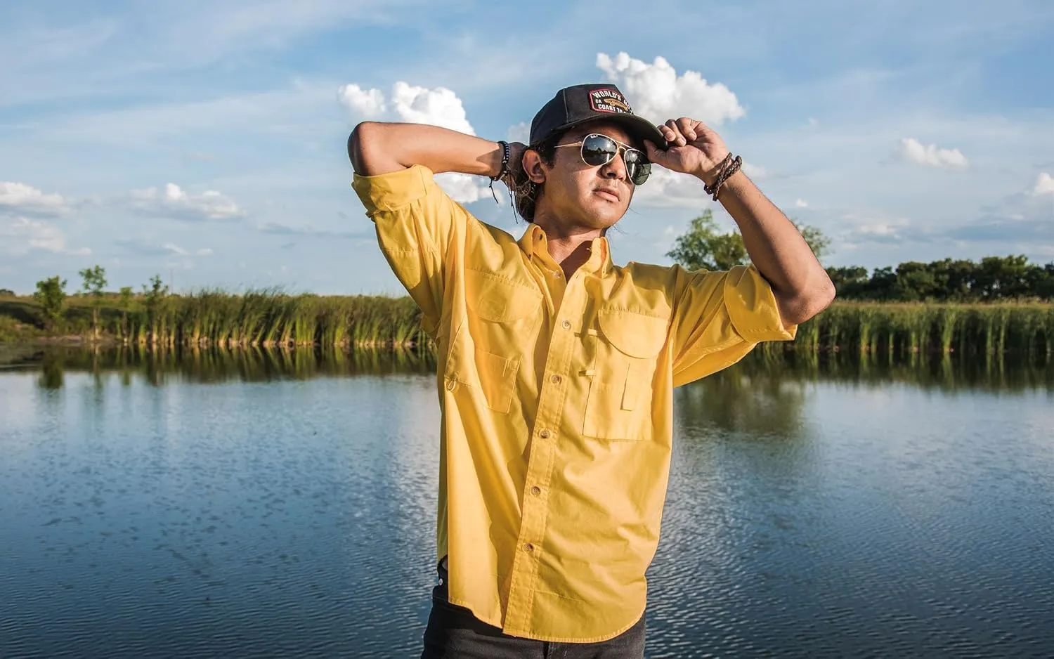 Men's Long Sleeve Fishing Button Down Shirt, Breathable Outdoors Casual Lightweight Shirt