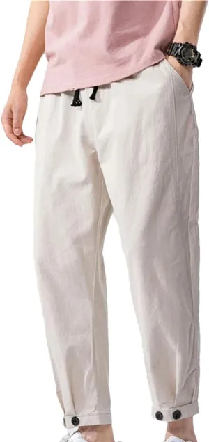 Men's Slim Fit Athletic Pants Lightweight Casual Drawstring Wig Leg Straight Ankle Pants