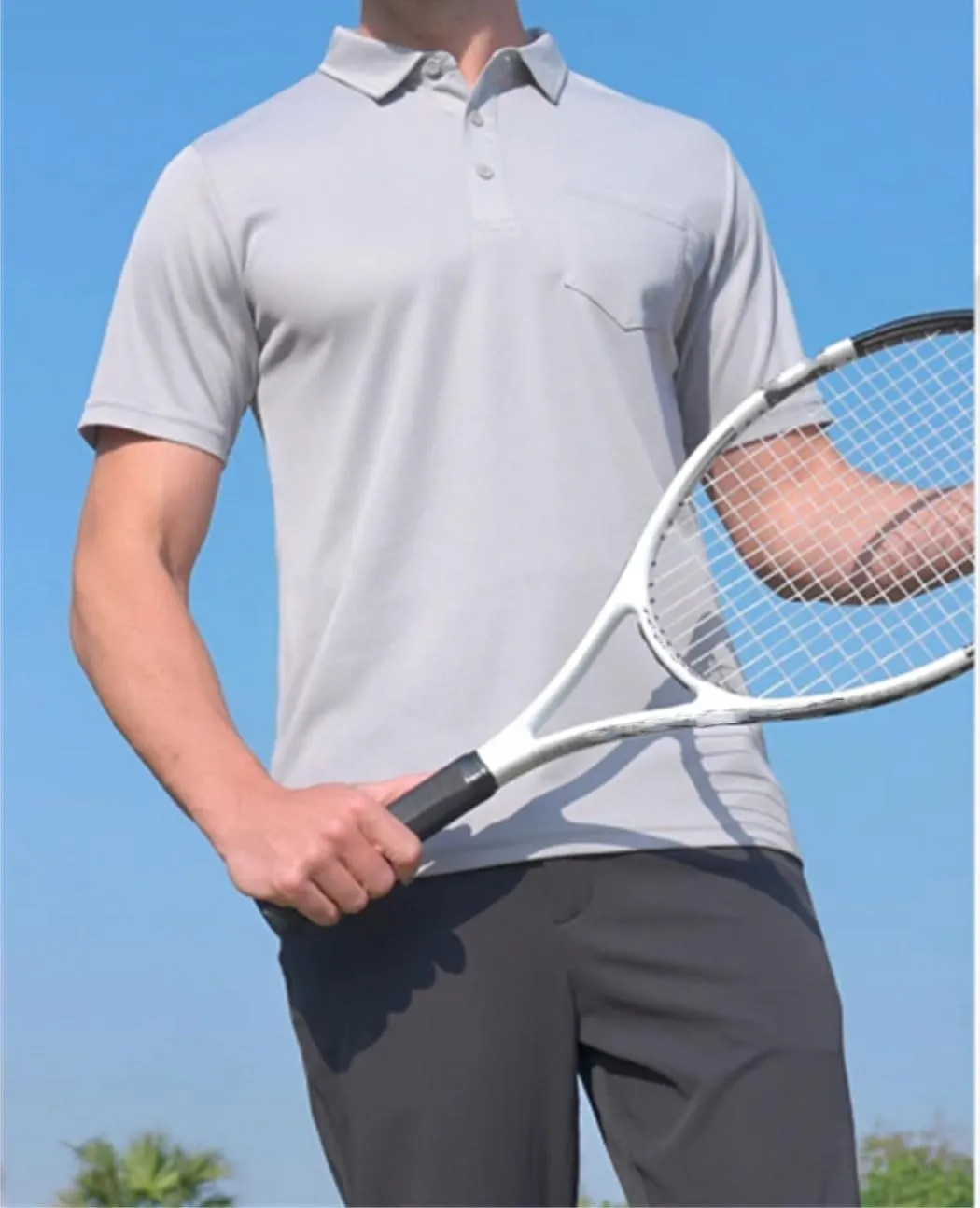 MenS Summer Quick Dry Polos Shirts Breathable Golf Polos Chest Pocket Short Sleeve Work T-Shirts