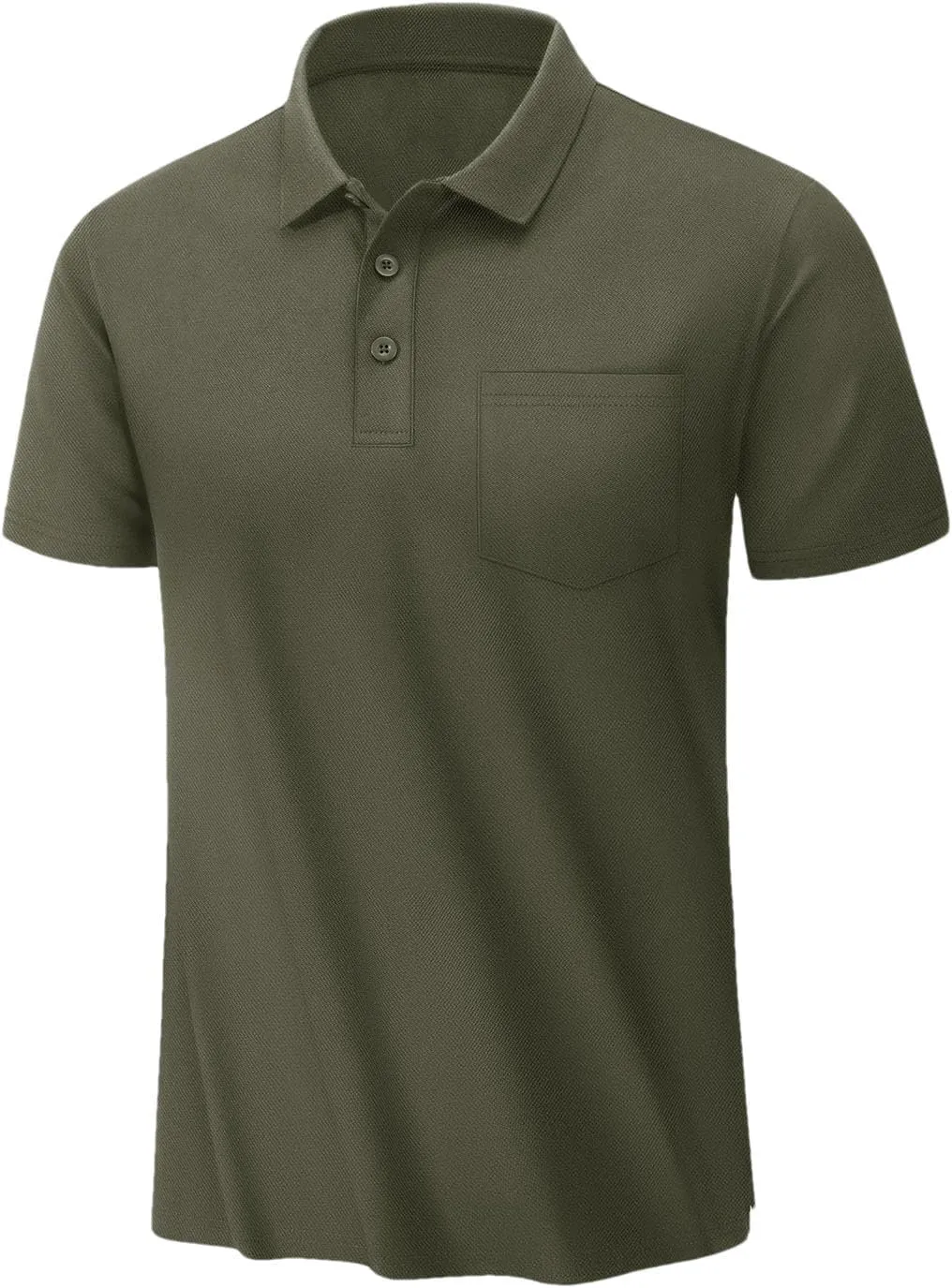 MenS Summer Quick Dry Polos Shirts Breathable Golf Polos Chest Pocket Short Sleeve Work T-Shirts