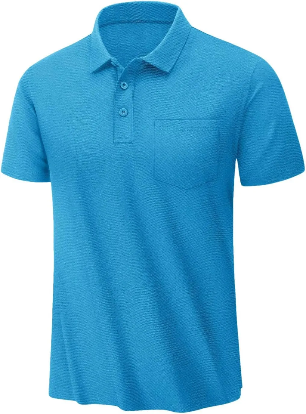 MenS Summer Quick Dry Polos Shirts Breathable Golf Polos Chest Pocket Short Sleeve Work T-Shirts