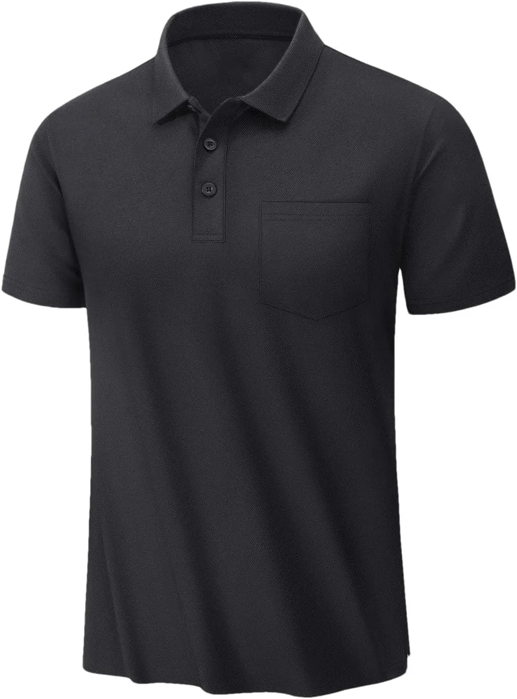 MenS Summer Quick Dry Polos Shirts Breathable Golf Polos Chest Pocket Short Sleeve Work T-Shirts